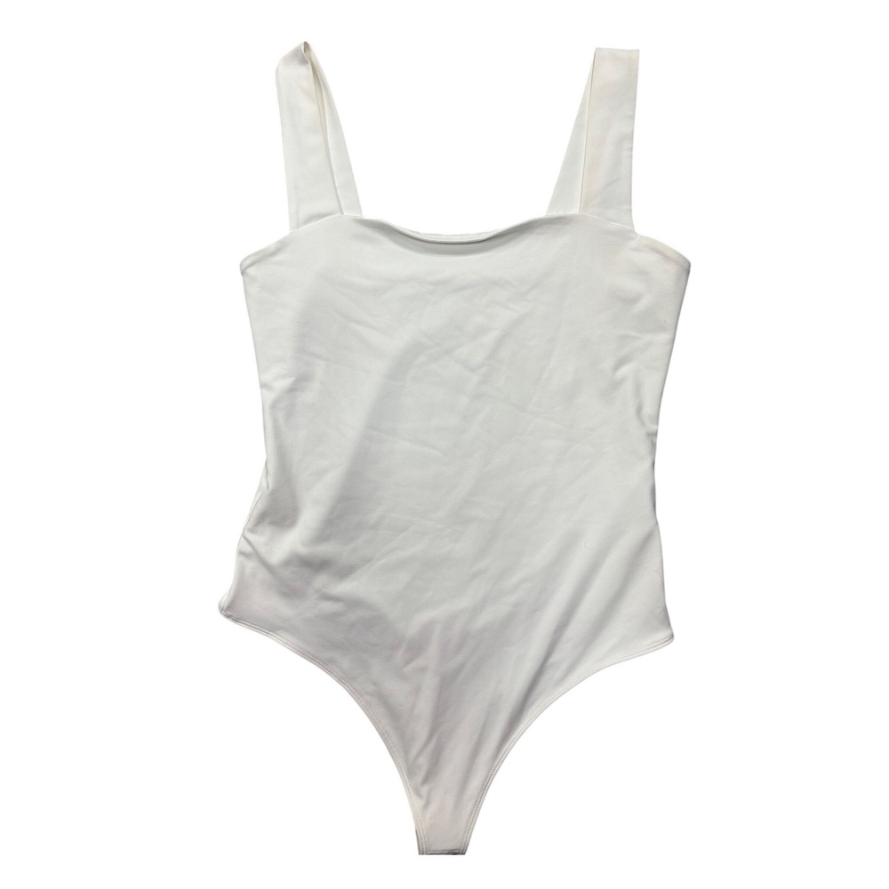 Abercrombie & Fitch Bodysuit Large Soft A&F Collection White Square Neck Thong